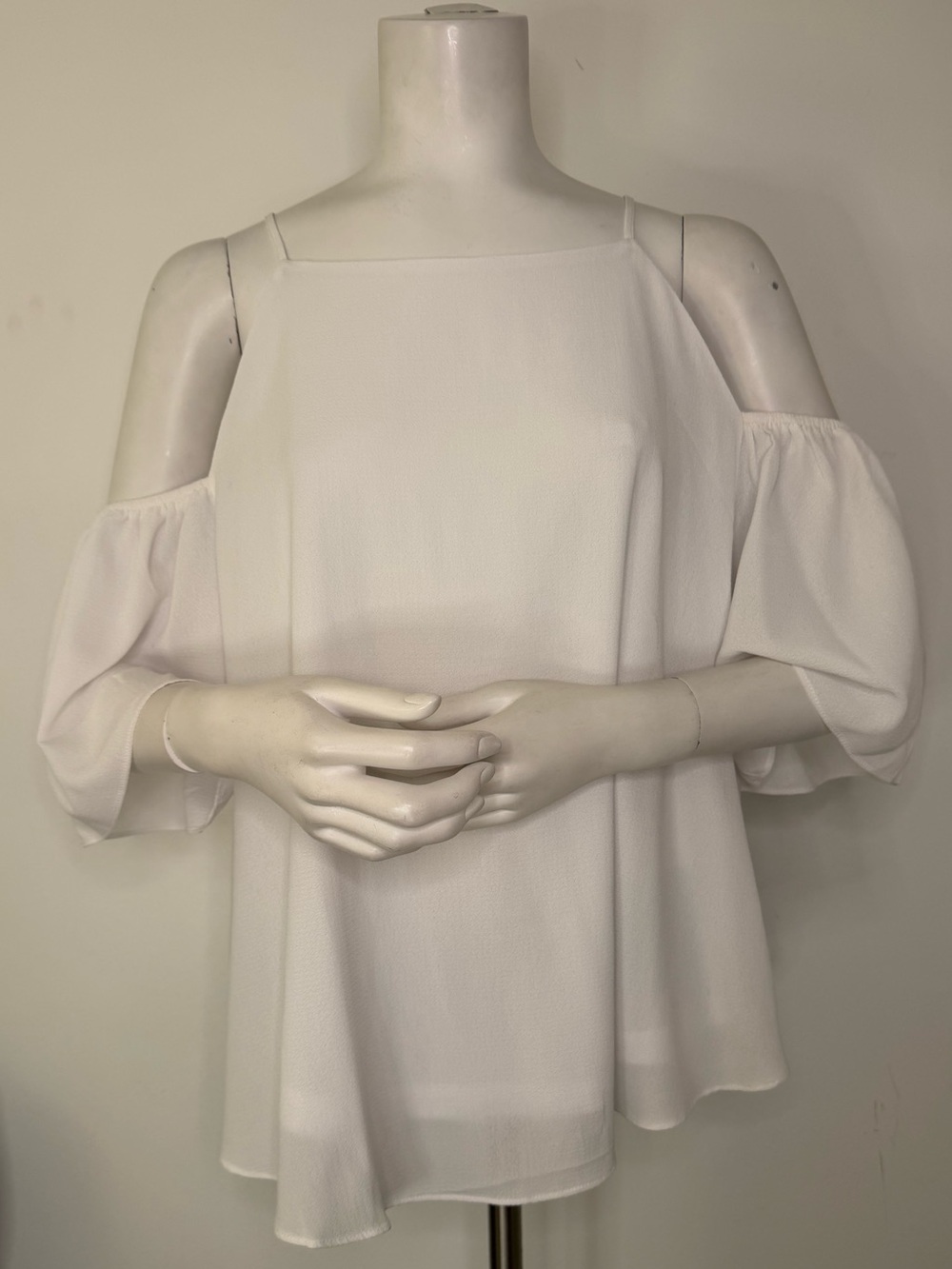 krazy kat White Cold-Shoulder Spaghetti Strap Blouse